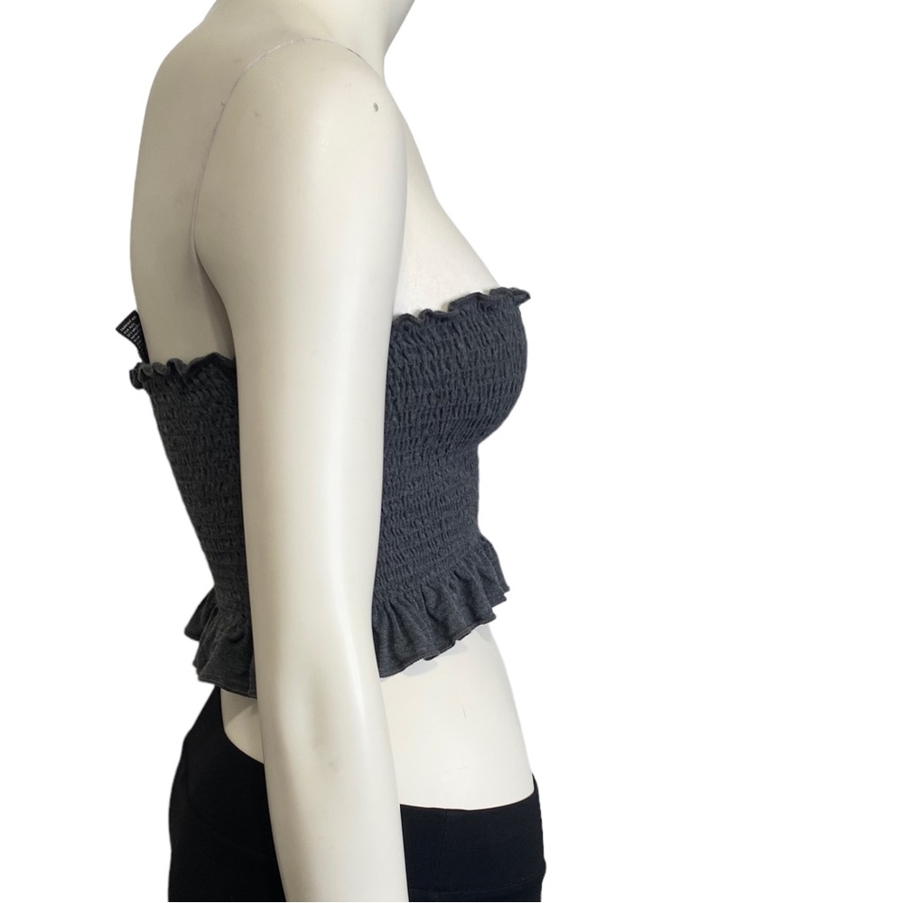 FOREVER 21 Gray Ruffle Trim Tube Top - L - Picture 3 of 6